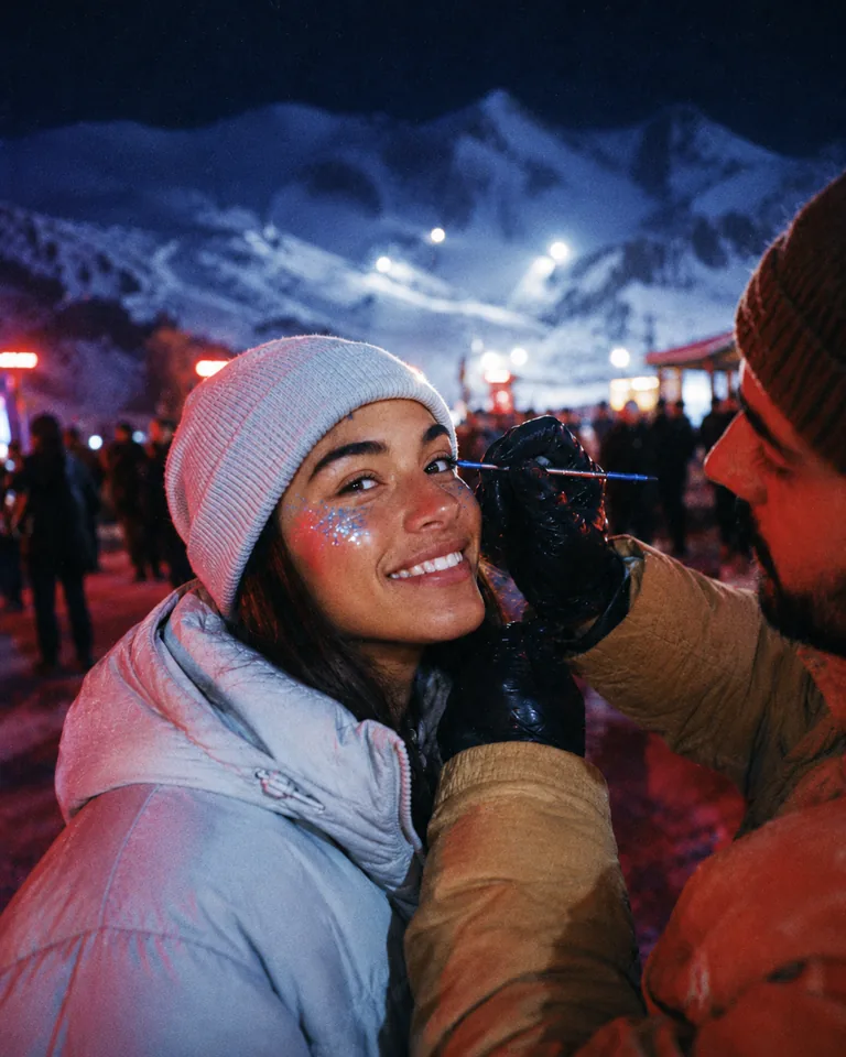 Snow-side crowd at Shahdag Mountain Resort during Winter Flame.